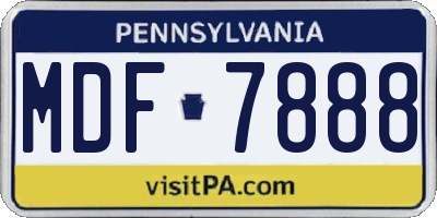 PA license plate MDF7888