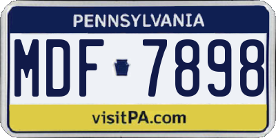 PA license plate MDF7898