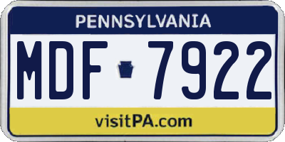 PA license plate MDF7922