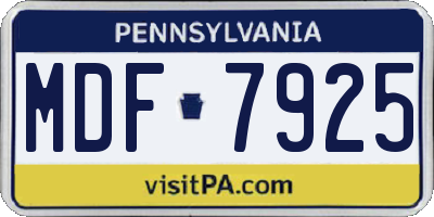 PA license plate MDF7925