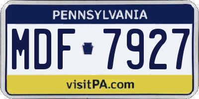 PA license plate MDF7927