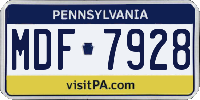PA license plate MDF7928