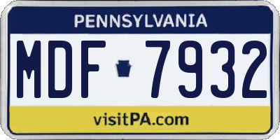 PA license plate MDF7932