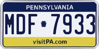 PA license plate MDF7933