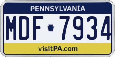 PA license plate MDF7934