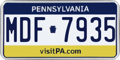 PA license plate MDF7935