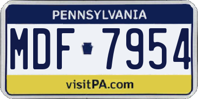 PA license plate MDF7954