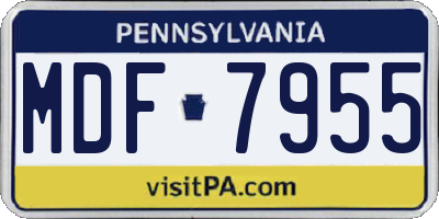 PA license plate MDF7955