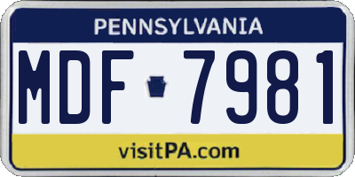 PA license plate MDF7981