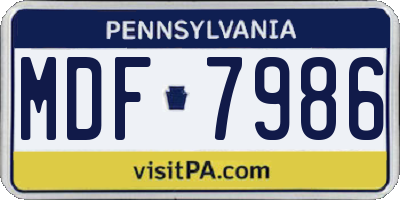 PA license plate MDF7986