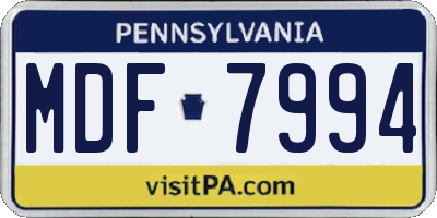 PA license plate MDF7994