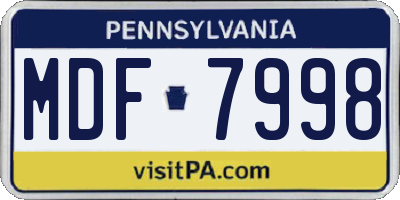 PA license plate MDF7998