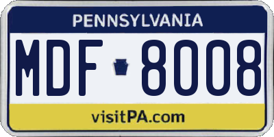PA license plate MDF8008
