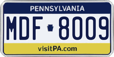 PA license plate MDF8009