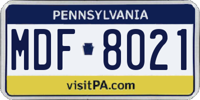 PA license plate MDF8021