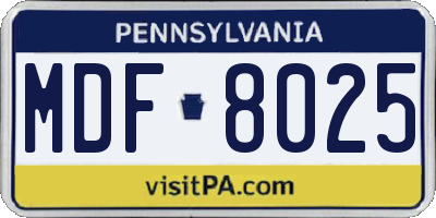 PA license plate MDF8025