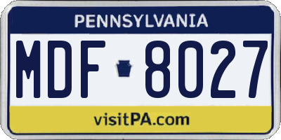 PA license plate MDF8027