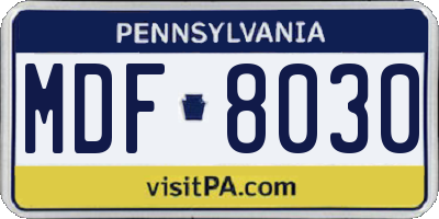 PA license plate MDF8030