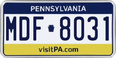 PA license plate MDF8031