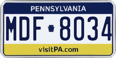 PA license plate MDF8034