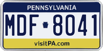 PA license plate MDF8041