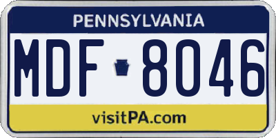 PA license plate MDF8046