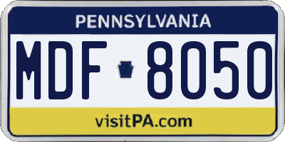 PA license plate MDF8050