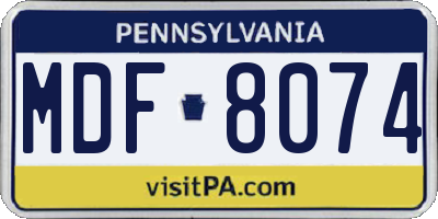 PA license plate MDF8074