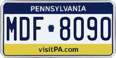 PA license plate MDF8090