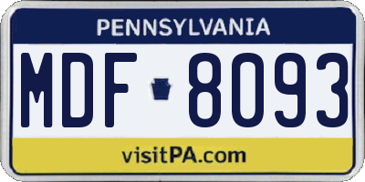 PA license plate MDF8093