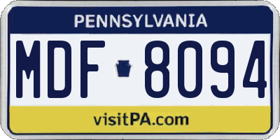 PA license plate MDF8094