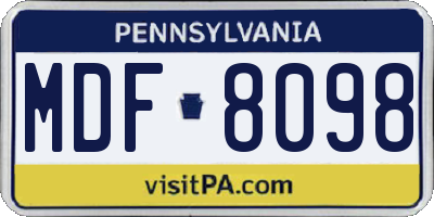 PA license plate MDF8098