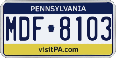 PA license plate MDF8103