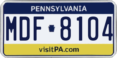 PA license plate MDF8104