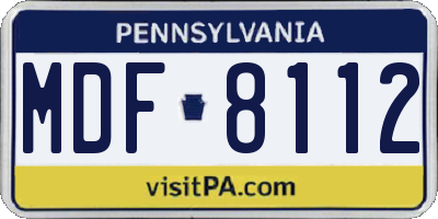 PA license plate MDF8112