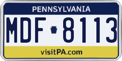 PA license plate MDF8113