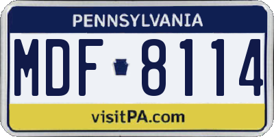 PA license plate MDF8114