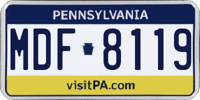 PA license plate MDF8119