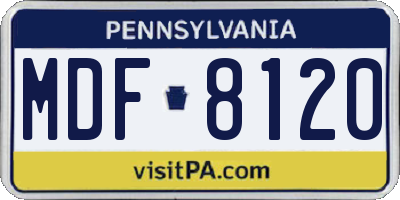 PA license plate MDF8120