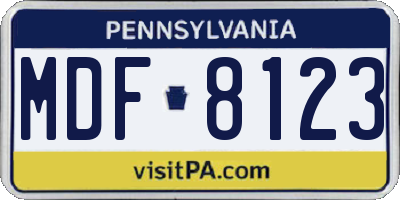 PA license plate MDF8123