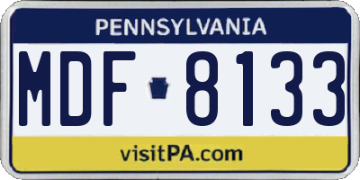 PA license plate MDF8133