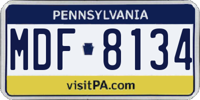 PA license plate MDF8134