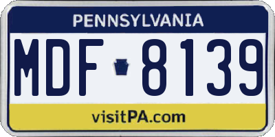 PA license plate MDF8139