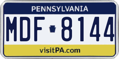 PA license plate MDF8144