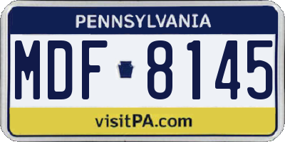 PA license plate MDF8145