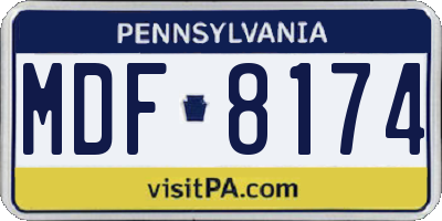 PA license plate MDF8174