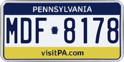 PA license plate MDF8178