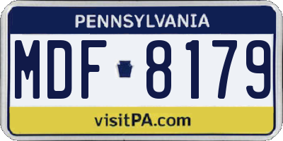 PA license plate MDF8179