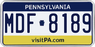 PA license plate MDF8189