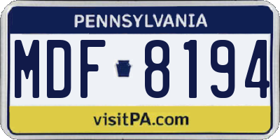 PA license plate MDF8194
